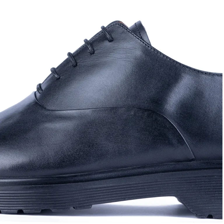 Mens Classic Leather Shoes Code 7166C Black Color Detail View copy