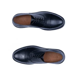 Mens Classic Leather Shoes Code 7166C Black Color High Angle copy