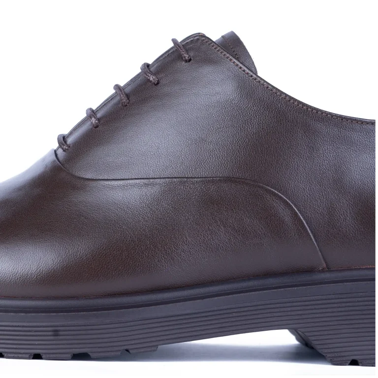 Mens Classic Leather Shoes Code 7166C Brown Color Detail View copy