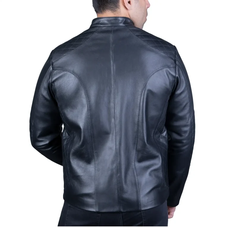 Mens Leather Jacket Code 2112J Black Color Back Shot copy