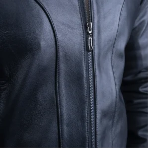 Mens Leather Jacket Code 2112J Black Color Detail Shot copy