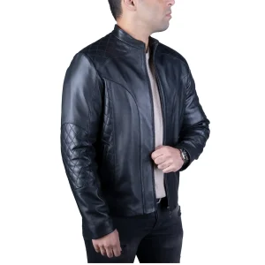 Mens Leather Jacket Code 2112J Black Color Different Angle copy