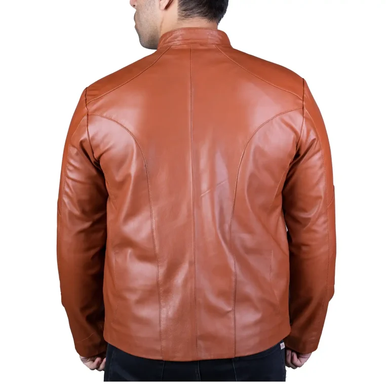 Mens Leather Jacket Code 2112J Honey Color Back Shot copy
