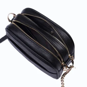 Womens Floater Leather CrossBody Code 9247B Black Color Detail View copy