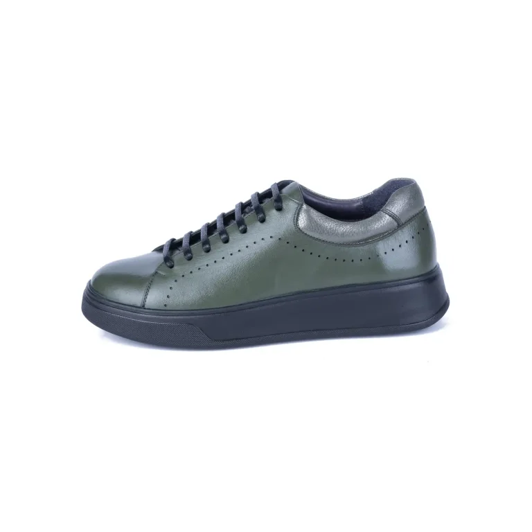 Womens Leather Sneakers Code 5239C Green Color Side Shot copy