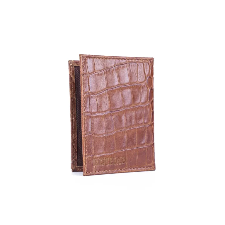 Leather Croc Card Holder Code 4003A Honey Color Front View copy