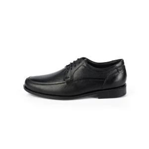 Mens Classic Leather Shoes With Strap Code 7121F Black Color Side Shot copy