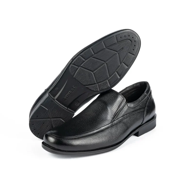 Mens Classic Leather Shoes Without Strap Code 7121F Black Color Detail Shot copy