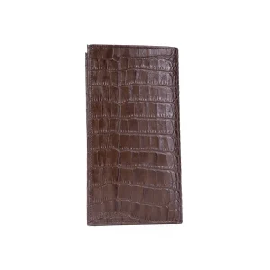 Mens Croc Leather Wallets Code 8060A Brown Color Front View copy