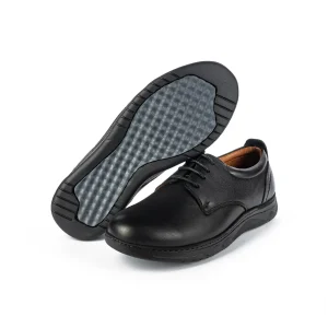 Mens Leather Casual Shoes Code 7015A a Black Color Detail Shot copy