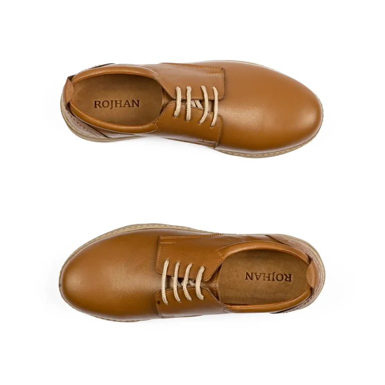 Mens Leather Casual Shoes Code 7015A a Honey Color High Angle copy