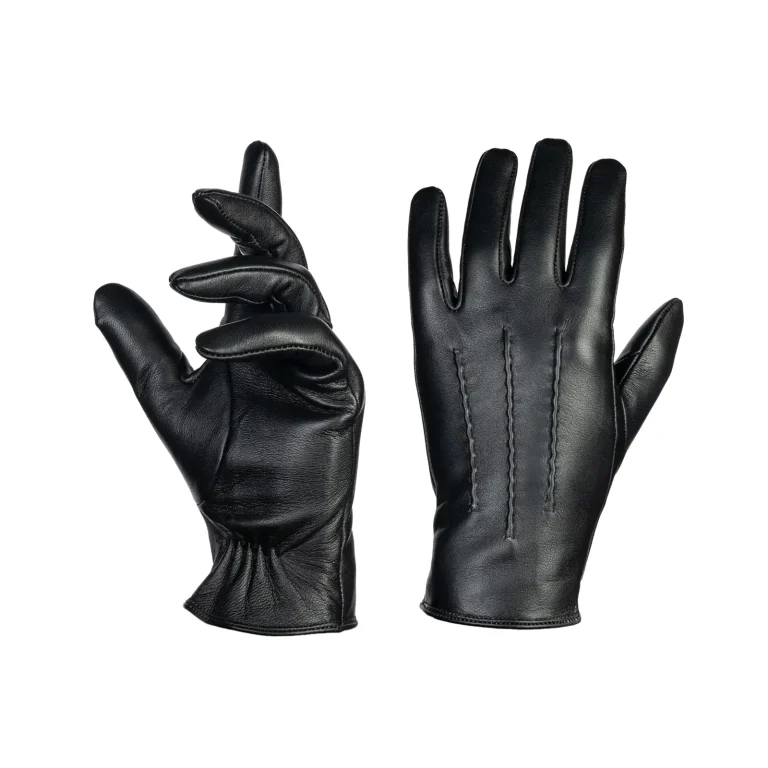 Mens Leather Gloves Code 2503 1J Black Color Detail View copy