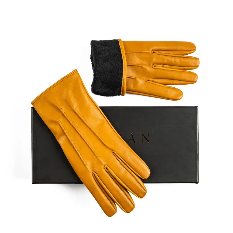 Mens Leather Gloves Code 2503 1J Honey Color High Angle copy