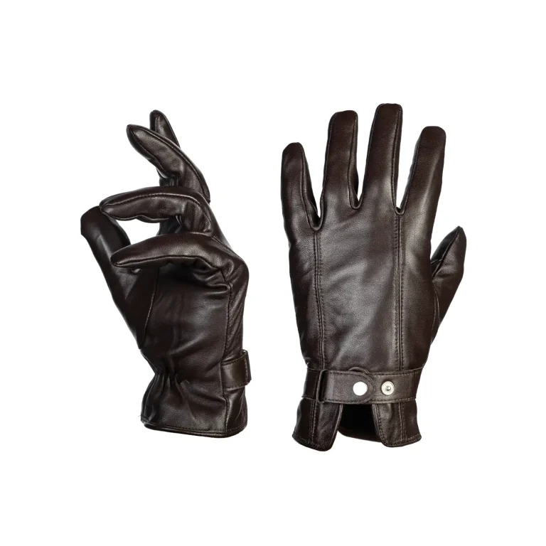 Mens Leather Gloves Code 2512J Brown Color Detail View copy