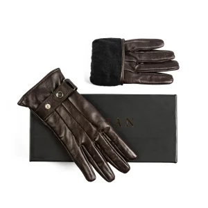 Mens Leather Gloves Code 2513J Brown Color High Angle copy