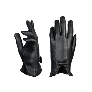 Womens Leather Gloves Code 2506J Black Color Detail View copy