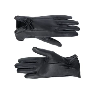 Womens Leather Gloves Code 2506J Black Color Front Back View copy