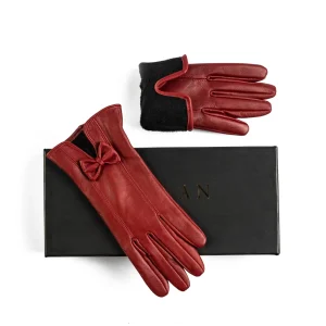 Womens Leather Gloves Code 2506J Crimson Color High Angle copy