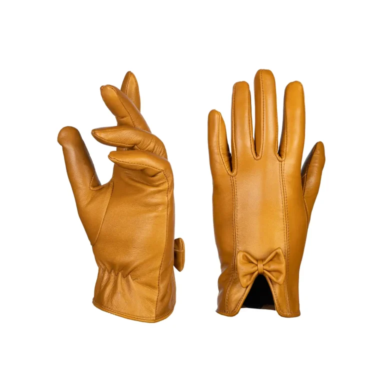 Womens Leather Gloves Code 2506J Honey Color Detail View copy