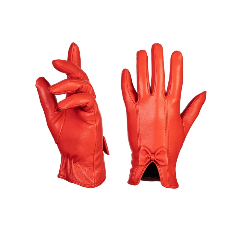 Womens Leather Gloves Code 2506J Red Color Detail View copy