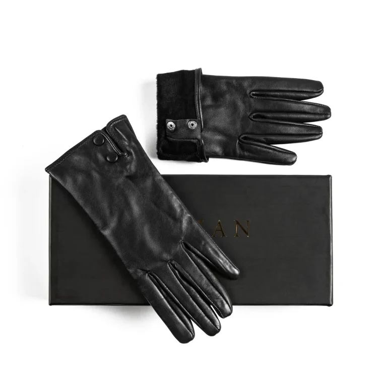 Womens Leather Gloves Code 2510J Black Color High Angle copy