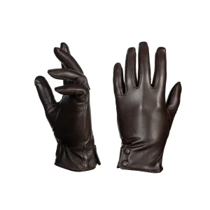 Womens Leather Gloves Code 2510J Brown Color Detail View copy