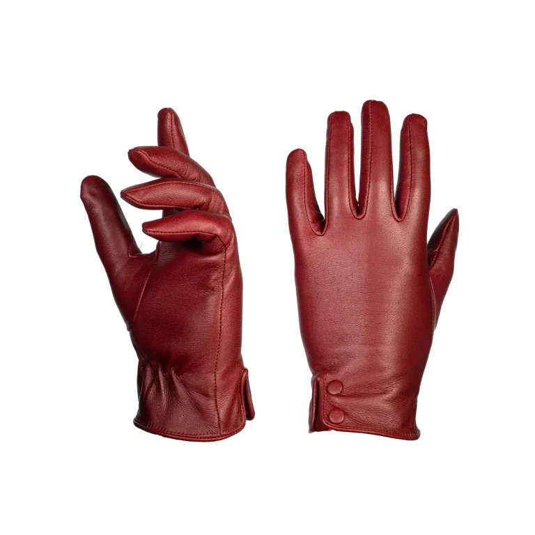 Womens Leather Gloves Code 2510J Crimson Color Detail View copy