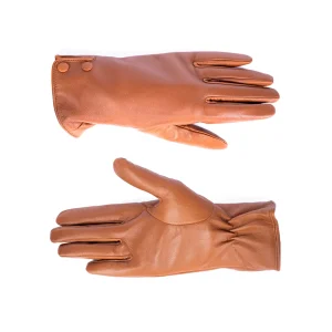 Womens Leather Gloves Code 2510J Honey Color Front Back View copy
