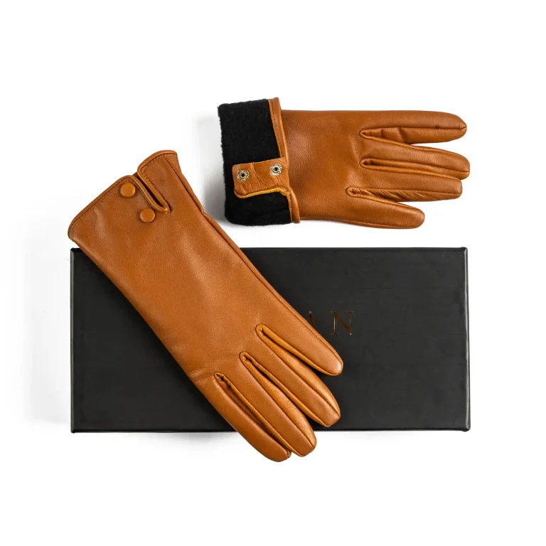 Womens Leather Gloves Code 2510J Honey Color High Angle copy