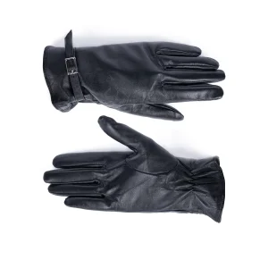 Womens Leather Gloves Code 2511J Black Color Front Back View copy