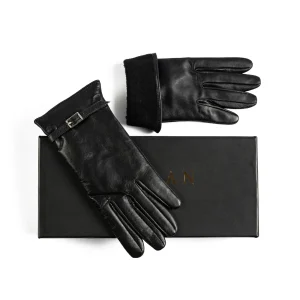 Womens Leather Gloves Code 2511J Black Color High Angle copy