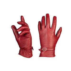 Womens Leather Gloves Code 2511J Crimson Color Detail View copy