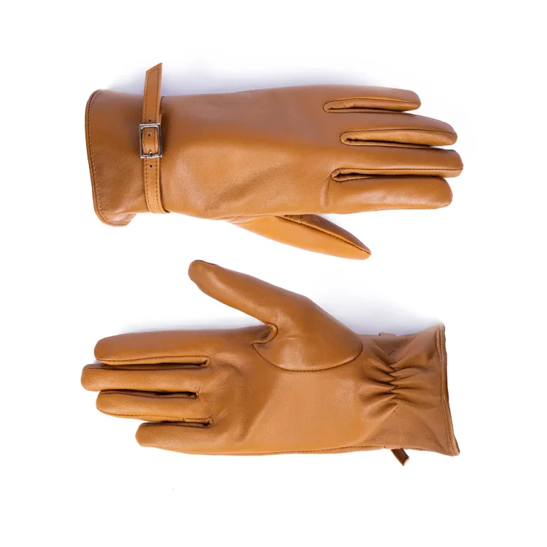 Womens Leather Gloves Code 2511J Honey Color Front Back View copy
