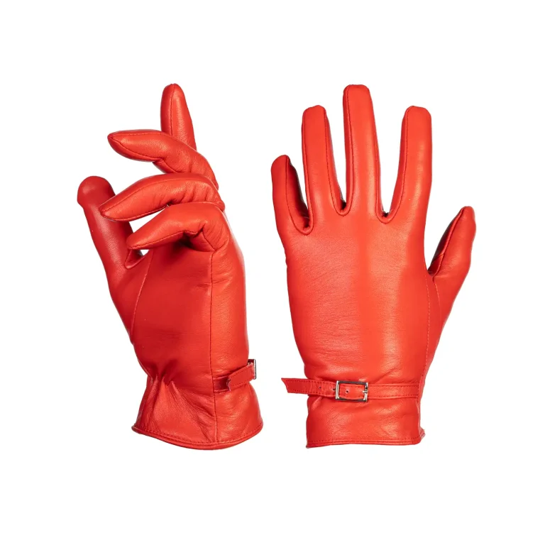 Womens Leather Gloves Code 2511J Red Color Detail View copy