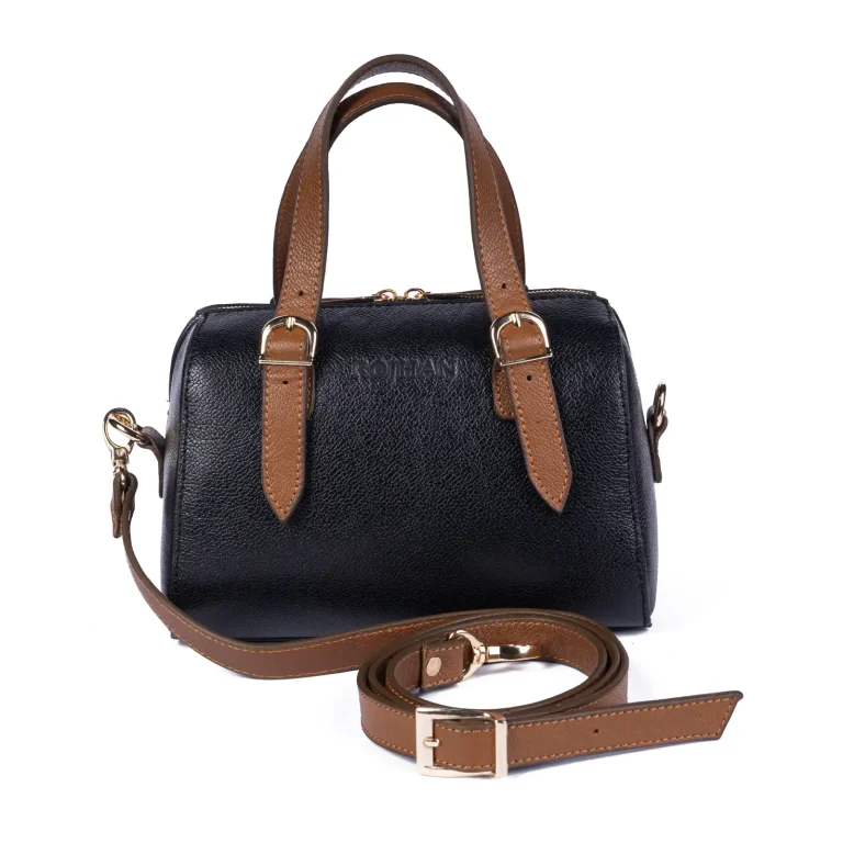 Womens Leather Handbags Code 9308B Black Color Front View copy