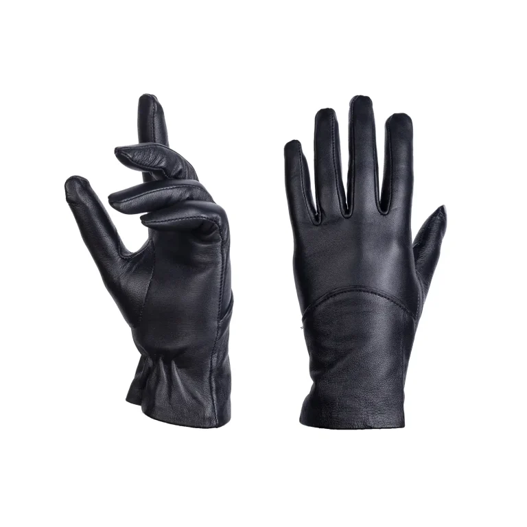 Womens Leather Gloves Code 2509J Black Color Detail View copy