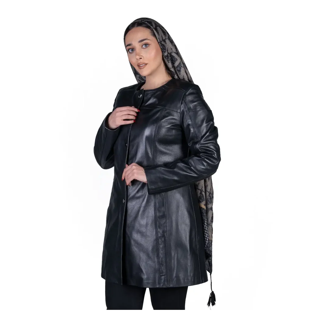 Womens Leather Jacket Code 2305J Black Color Side Shot copy