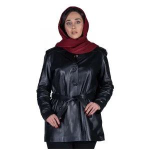 Womens Leather Jacket Code 2308J Black Color Front Shot copy