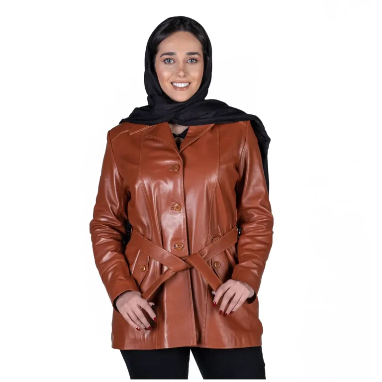 Womens Leather Jacket Code 2308J Honey Color Front Shot copy