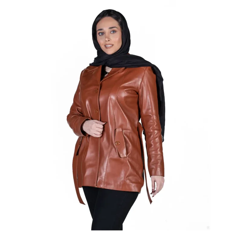 Womens Leather Jacket Code 2308J Honey Color Side Shot copy