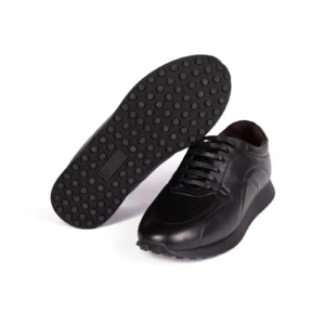 Mens Leather Sneakers Code 7186F Black Color Detail Shot copy