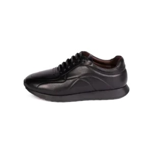 Mens Leather Sneakers Code 7186F Black Color Side Shot copy