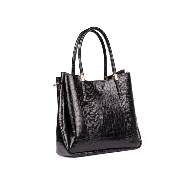 Womens Leather Croco Handbags Code 9252B Black Color Variety Angle copy