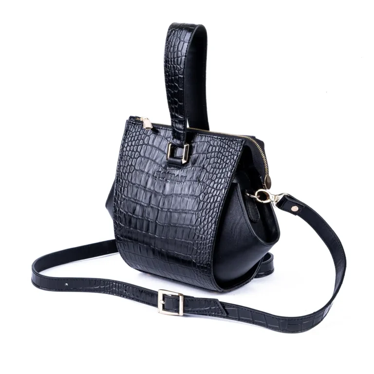 Womens Croco Leather HandBag Code 9537A Black Color Variety Angle copy