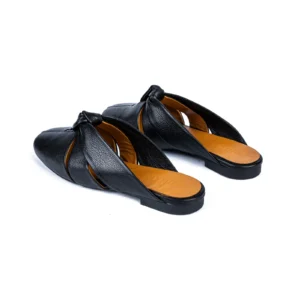 Womens Flat Leather Sandals Code 5117A Black Color Back Shot copy
