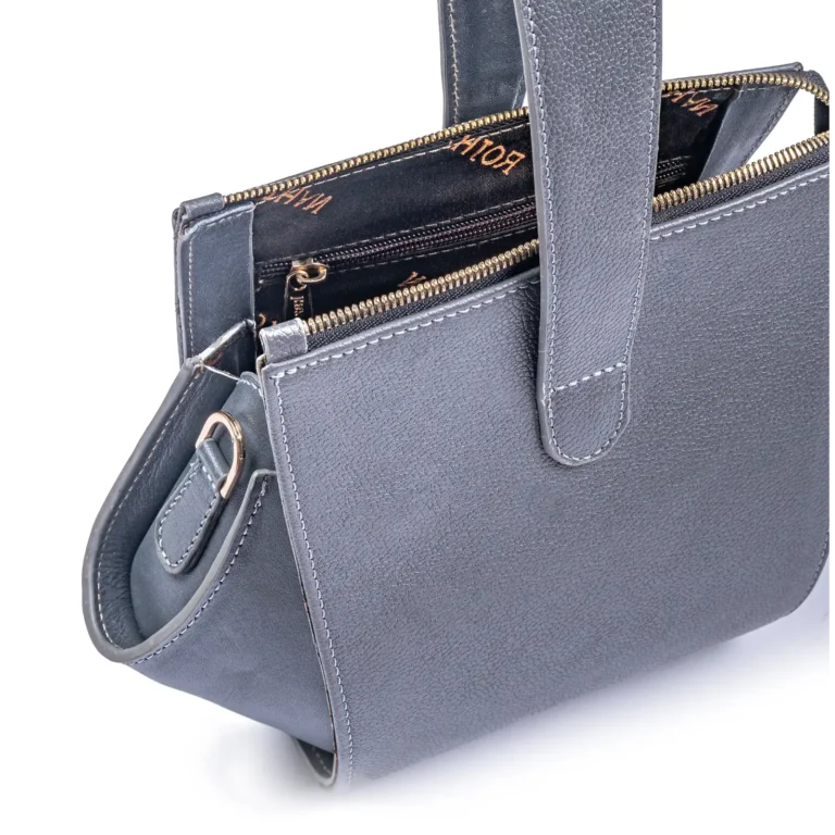 Womens Floater Leather HandBag Code 9537A Gray Color Detail View copy