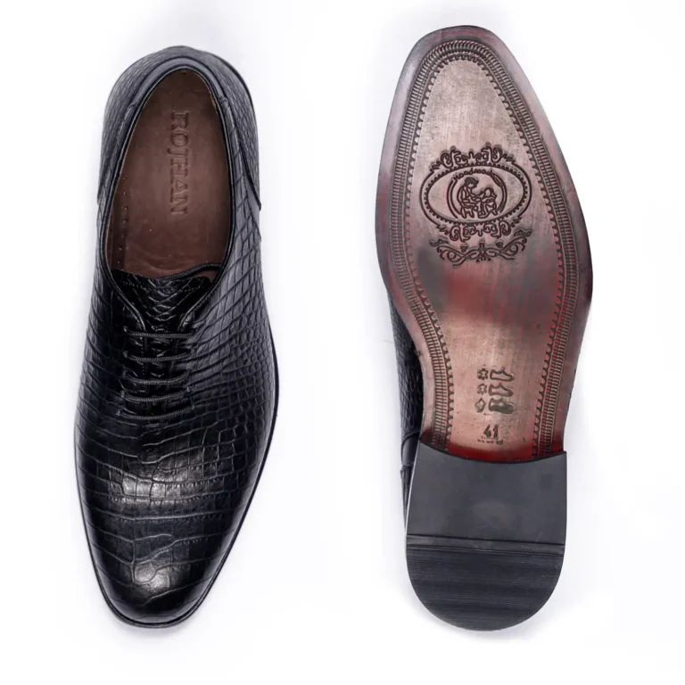 Mens Leather Classic Shoes Code 7164G Black Color Detail Shot copy