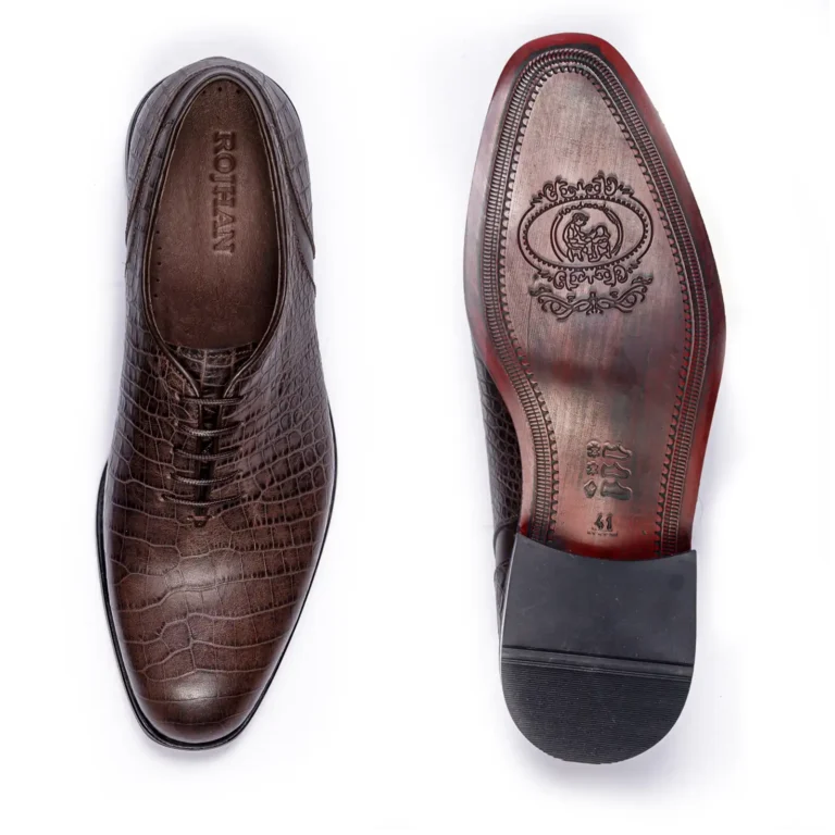 Mens Leather Classic Shoes Code 7164G Brown Color Detail Shot copy