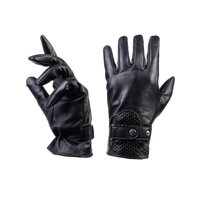 Mens Leather Gloves Code 2515J Black Color Detail View copy