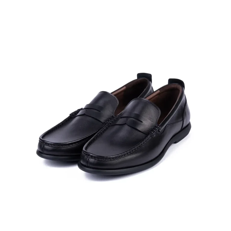 Mens Leather Loafers Shoes Code 7161D Black Color Shot copy